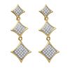 0.30 CTW Diamond Triple Square Kite Dangle Earrings 10KT Yellow Gold - REF-34N4F