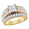 1.75 CTW Princess Diamond Cluster Bridal Engagement Ring 14KT Yellow Gold - REF-224X9Y