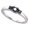 0.25 CTW Black Color 3-stone Diamond Bridal Ring 10KT White Gold - REF-10M5H