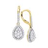 Image 1 : 1.37 CTW Diamond Leverback Teardrop Dangle Earrings 14KT Yellow Gold - REF-119M9H