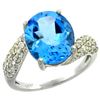 Natural 6.45 ctw swiss-blue-topaz & Diamond Engagement Ring 14K White Gold - REF-54N3G