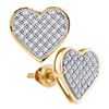 0.25 CTW Diamond Heart Screwback Earrings 10KT Yellow Gold - REF-20F3N