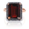 Genuine 7.7 ctw Garnet & Black Diamond Ring Jewelry 14KT Rose Gold - REF-87H7X