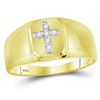0.05 CTW Mens Diamond Cross Brushed Ring 10KT Yellow Gold - REF-14K9W