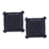 0.34 CTW Mens Black Color Diamond Square Cluster Earrings 10KT White Gold - REF-30H2M