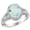 Natural 3.42 ctw aquamarine & Diamond Engagement Ring 14K White Gold - REF-70A5V