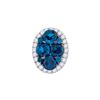 0.75 CTW Blue Sapphire Diamond Oval Cluster Pendant 14KT White Gold - REF-52K4W