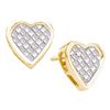 0.50 CTW Princess Diamond Cluster Heart Screwback Stud Earrings 14KT Yellow Gold - REF-52N4F