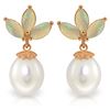 Genuine 9.5 ctw Opal & Pearl Earrings Jewelry 14KT Rose Gold - REF-34T3A