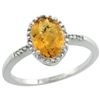 Natural 1.2 ctw Whisky-quartz & Diamond Engagement Ring 14K White Gold - REF-22H8W