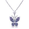 Genuine 0.60 ctw Tanzanite Necklace Jewelry 14KT White Gold - REF-27X5M