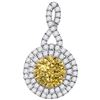 0.95 CTW Yellow Diamond Circle Cluster Pendant 14KT White Gold - REF-104X9Y