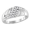 0.25 CTW Mens Diamond Triple Row Polished Ring 10KT White Gold - REF-30Y2X