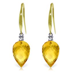 Genuine 19.1 ctw Citrine & Diamond Earrings Jewelry 14KT Yellow Gold - REF-41R3P