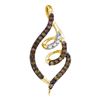 0.33 CTW Cognac-brown Color Diamond Curled Pigtail Pendant 10KT Yellow Gold - REF-16W4K