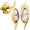 0.25 CTW Diamond 2-stone Hearts Together Stud Earrings 14KT Yellow Gold - REF-26F3N