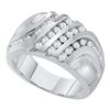 Image 1 : 0.50 CTW Mens Diamond Four Row Cluster Ring 10KT White Gold - REF-49H5M