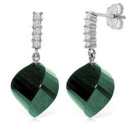 Genuine 30.65 ctw Green Sapphire Corundum & Diamond Earrings Jewelry 14KT White Gold - REF-59W9Y