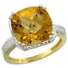 Image 1 : Natural 5.96 ctw Whisky-quartz & Diamond Engagement Ring 10K Yellow Gold - REF-30K2R