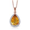 Genuine 3.66 ctw Citrine & Diamond Necklace Jewelry 14KT Rose Gold - REF-70A3K