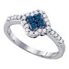 Image 1 : 0.40 CTW Blue Color Diamond Cluster Ring 10KT White Gold - REF-22N4F