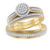 Image 1 : 0.26 CTW His & Hers Diamond Cluster Matching Bridal Ring 10KT Yellow Gold - REF-44W9K