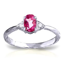 Genuine 0.46 ctw Pink Topaz & Diamond Ring Jewelry 14KT White Gold - REF-22W5Y