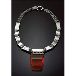 PACO RABANNE NECKLACE, CA. 1970 chrome-pla...