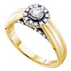 0.33 CTW Diamond Solitaire Halo Bridal Engagement Ring 14KT Yellow Gold - REF-77F9N