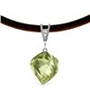 Genuine 13.01 ctw Green Amethyst & Diamond Necklace Jewelry 14KT White Gold - REF-45W3Y