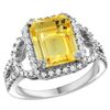 Natural 3.08 ctw citrine & Diamond Engagement Ring 14K White Gold - REF-106A3V