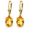 Genuine 6.25 ctw Citrine Earrings Jewelry 14KT Yellow Gold - REF-41T2A