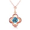 Genuine 0.55 ctw Blue Topaz Necklace Jewelry 14KT Rose Gold - REF-23F6Z