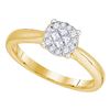 0.25 CTW Princess Diamond Soleil Cluster Bridal Engagement Ring 14KT Yellow Gold - REF-37H5M