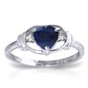 Genuine 1.01 ctw Sapphire & Diamond Ring Jewelry 14KT White Gold - REF-46M3T