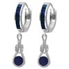 Genuine 2.6 ctw Sapphire Earrings Jewelry 14KT White Gold - REF-84K3V