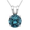 14K White Gold Jewelry 1.03 ct Blue Diamond Solitaire Necklace - REF#186X8F-WJ13323