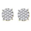 0.52 CTW Pave-set Diamond Flower Cluster Earrings 14KT Yellow Gold - REF-57X2Y