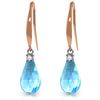 Genuine 4.6 ctw Blue Topaz & Diamond Earrings Jewelry 14KT Rose Gold - REF-28H8X