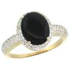 Natural 2.56 ctw Onyx & Diamond Engagement Ring 10K Yellow Gold - REF-30K5R