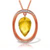 Genuine 9.6 ctw Citrine & Diamond Necklace Jewelry 14KT Rose Gold - REF-109M6T