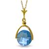 Genuine 3.25 ctw Blue Topaz Necklace Jewelry 14KT Yellow Gold - REF-22Z3N