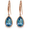 Genuine 5 ctw Blue Topaz Earrings Jewelry 14KT Rose Gold - REF-35N2R