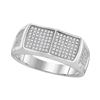 0.32 CTW Mens Diamond Double Square Cluster Ring 10KT White Gold - REF-47X9Y