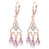 Genuine 4.83 ctw Pink Topaz & Diamond Earrings Jewelry 14KT Rose Gold - REF-52P7H