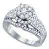 Image 1 : 1.03 CTW Diamond Flower Cluster Ring 10KT White Gold - REF-75M2H