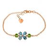 Genuine 3.15 ctw Blue Topaz & Peridot Bracelet Jewelry 14KT Rose Gold - REF-56X4M