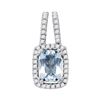 1 CTW Cushion Aquamarine Solitaire Diamond Pendant 14KT White Gold - REF-44Y9X
