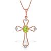Genuine 0.57 ctw Peridot & Diamond Necklace Jewelry 14KT Rose Gold - REF-40K8V