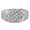 Image 2 : 0.50 CTW Mens Pave-set Diamond Triple Row Cluster Ring 10KT White Gold - REF-41Y9X